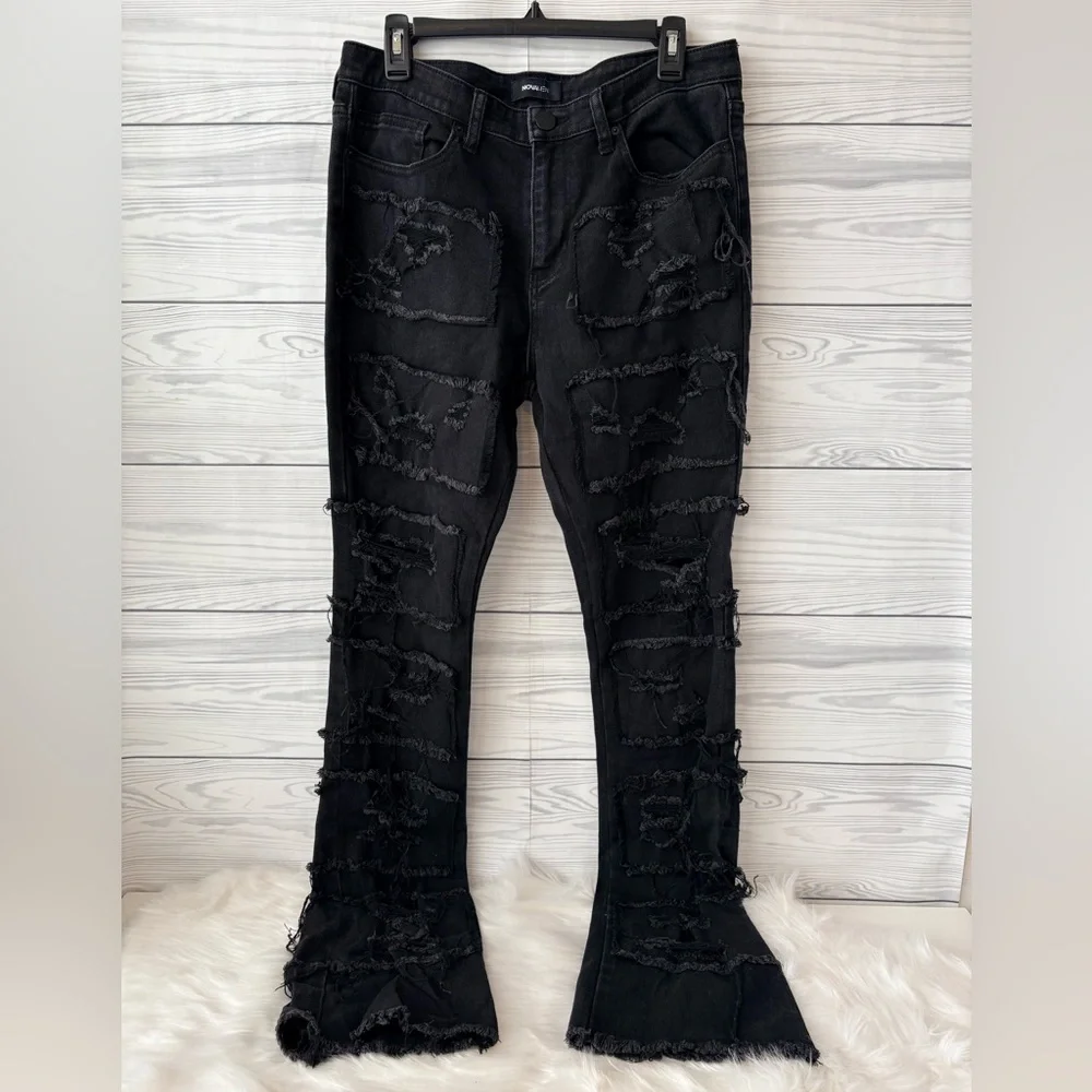 Fashion Nova Men Ripped Flare Leg‎ Jeans